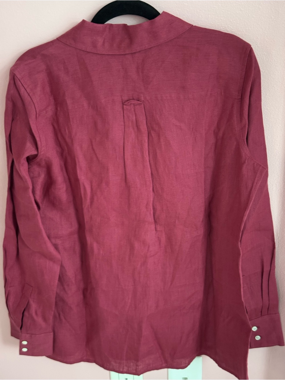Talbots Women’s Button-Down Linen Shirt - Raspberry Pink - Picture 3 of 3